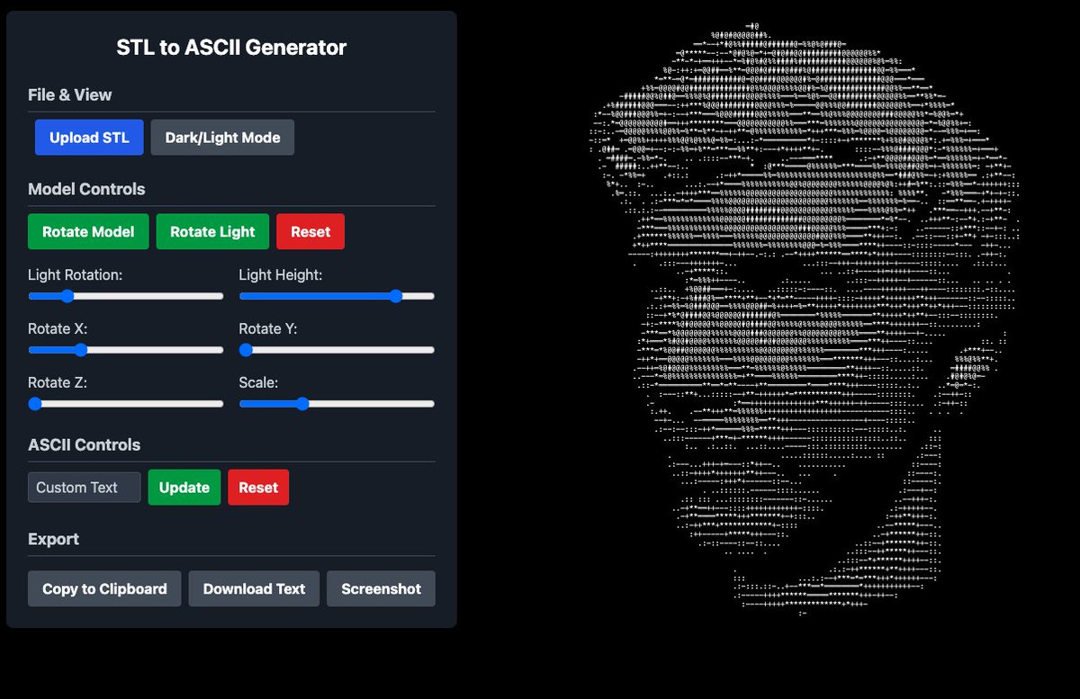 STL to ASCII Generator Interface