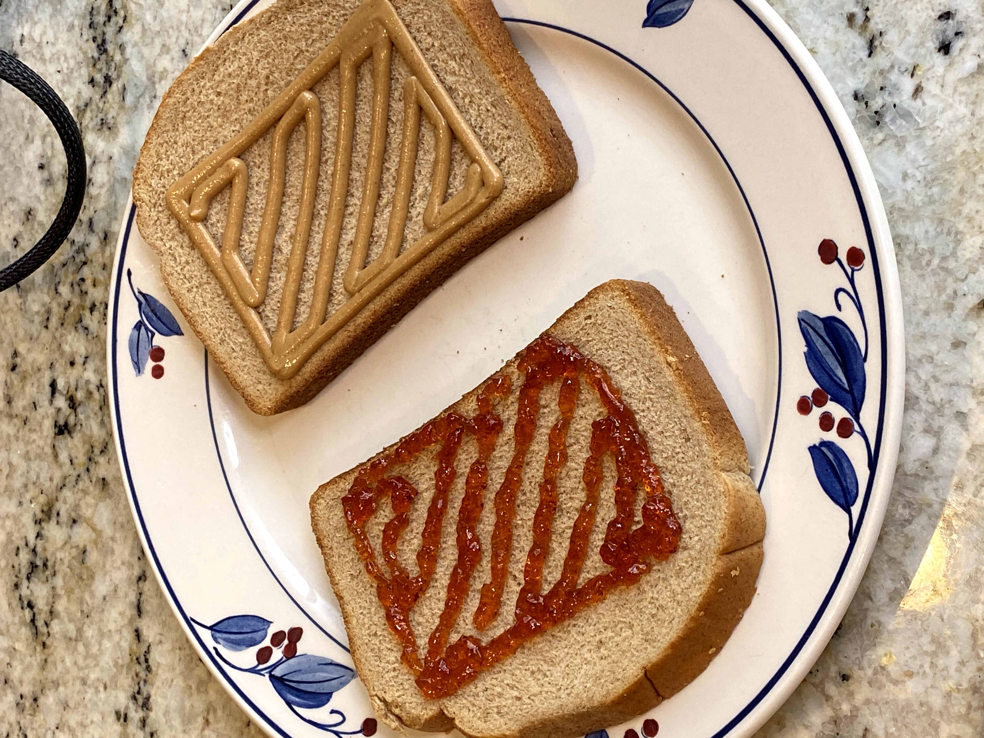 First successful print of peanut butter and jelly on bread